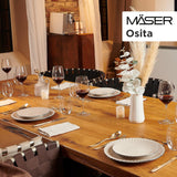 MÄSER 931967 Osita Retro Series Juego de vajilla Wave para 6 personas, vajilla redonda de 18 piezas, platos llanos, platos de postre y cuencos de cereales, cerámica, blanco crema