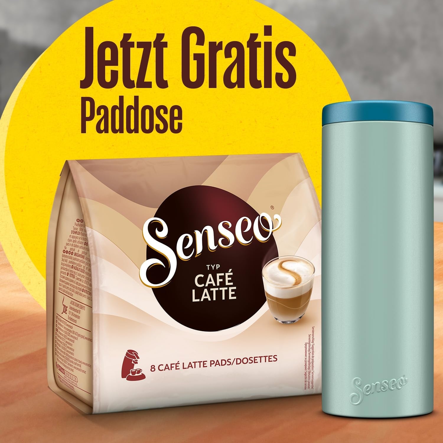 Senseo Pads Café Latte, 10 x 8 Getränke, 80 Kaffee Pos, incluido Senseo Pad Dose