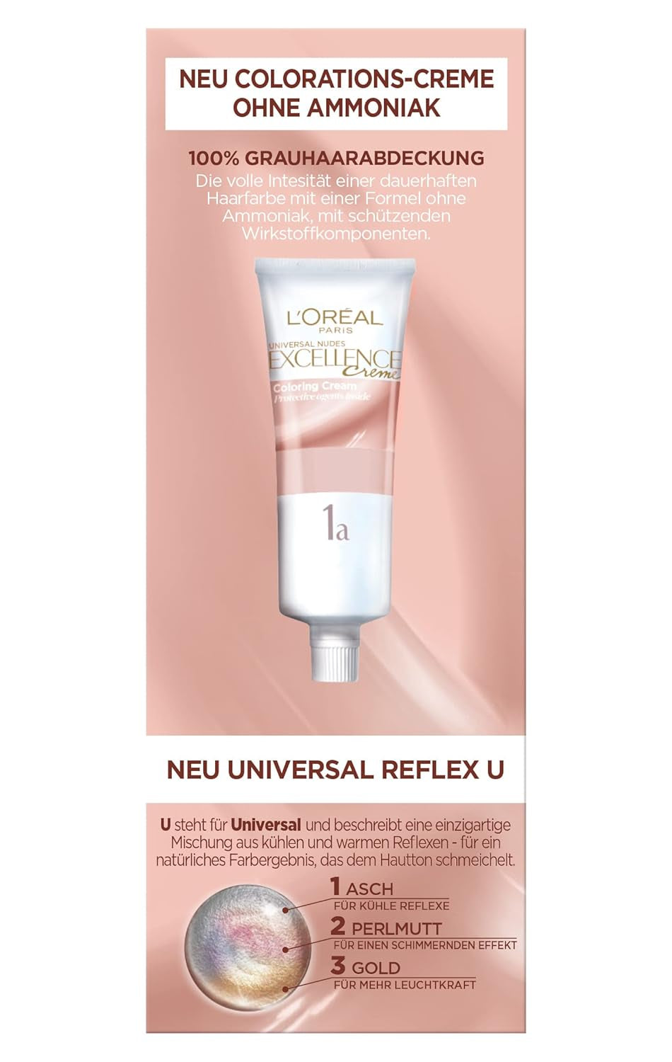 L'Oréal Paris Tinte permanente para cada tono de piel, coloración sin amoniaco, tonos nude universales con cobertura total de canas, Excellence Creme, núm. 5U Castaño claro (marrón), 1ud Tinte para el cabello Naty Shop