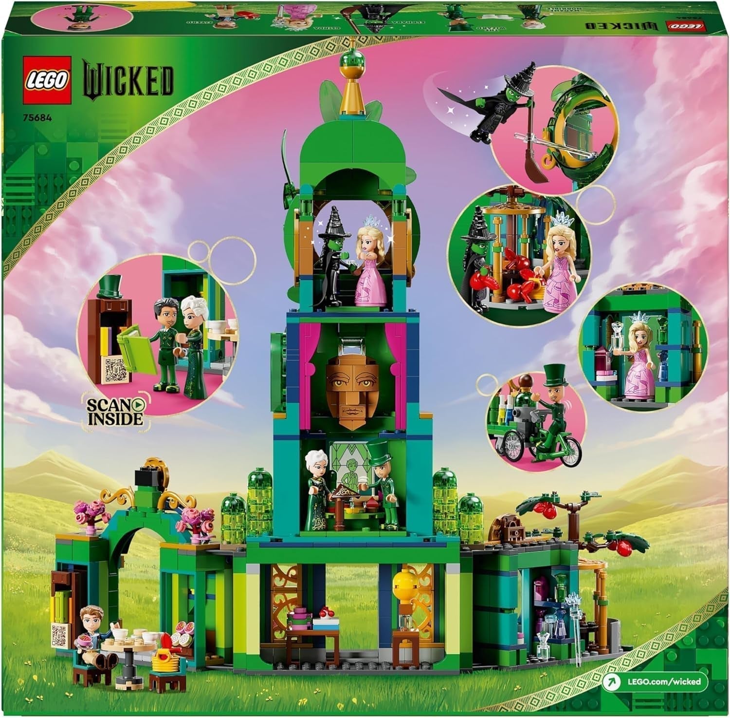 Torre de juguete LEGO Wicked Bienvenidos a Emerald City, minimuñecas de Glinda y Elphaba, regalo para cinéfilos y niñas y niños a partir de 9 años amantes de las casas de muñecas 75684 Juegos de construcción Besuche den LEGO-Store