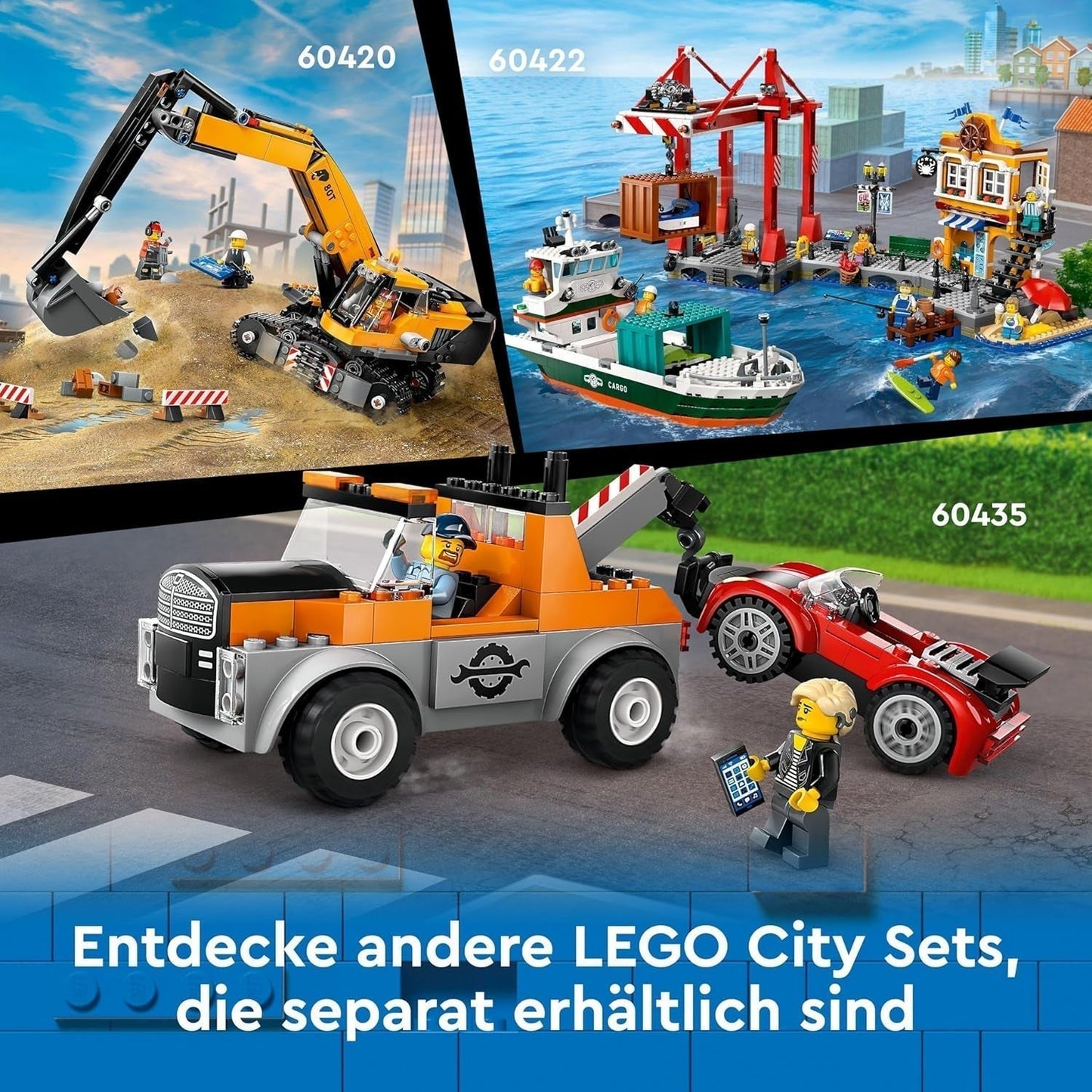 LEGO City Puerto con barco de carga, juguete de construcción para niños y niñas a partir de 8 años, idea de regalo para niños, grúa para contenedores, barco de juguete y 8 minifiguras 60422 Juegos de construcción Besuche den LEGO-Store