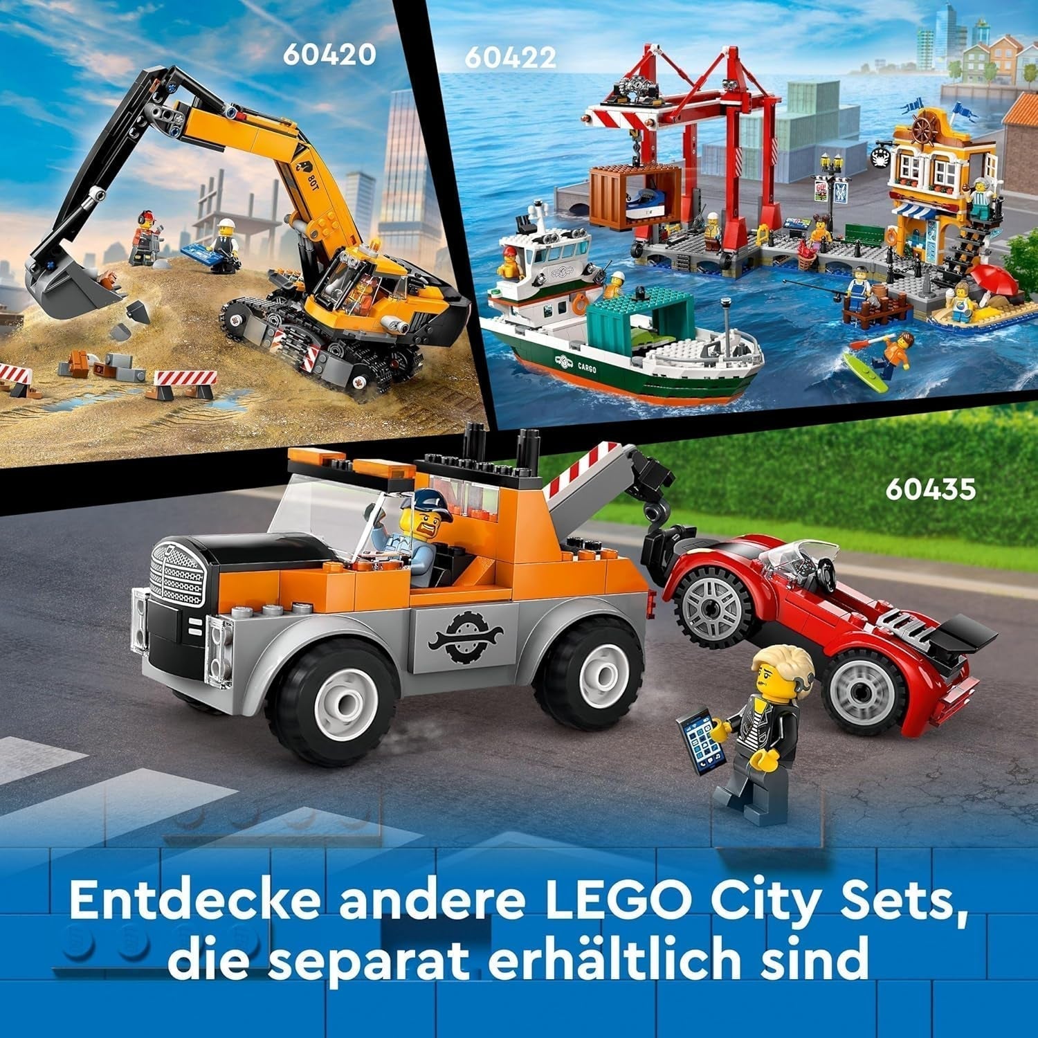 LEGO City Puerto con barco de carga, juguete de construcción para niños y niñas a partir de 8 años, idea de regalo para niños, grúa para contenedores, barco de juguete y 8 minifiguras 60422 Juegos de construcción Besuche den LEGO-Store