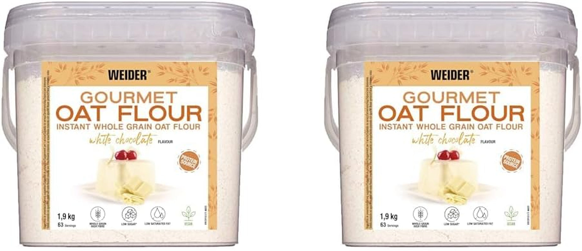 Avena Weider Gourmet (1,9 kg) sabor brownie. Avena integral. Fuente de proteínas baja en azúcar.