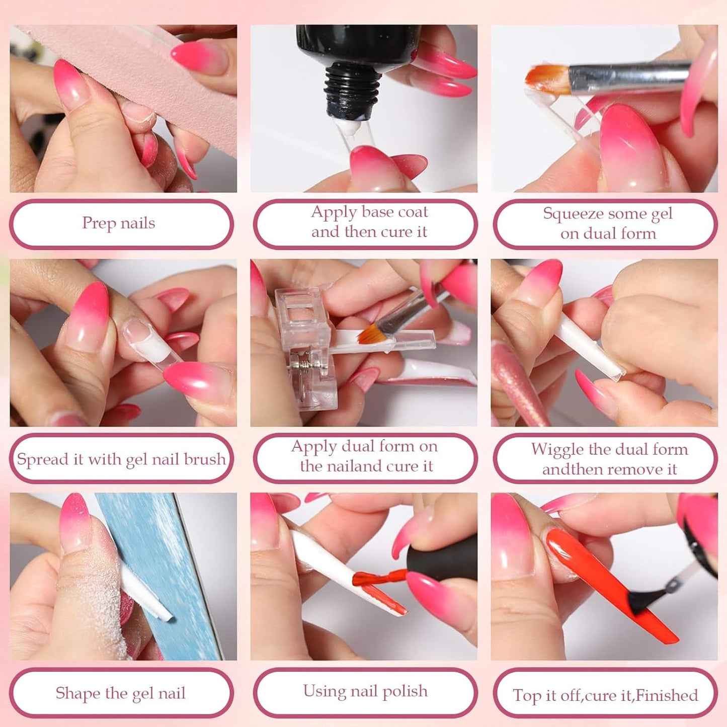 Juego de 288 formas de uñas duales, juego de decoración de uñas de doble forma, 12 formas de extensión de uñas, formas de uñas de gel, adecuado para principiantes y manicuristas