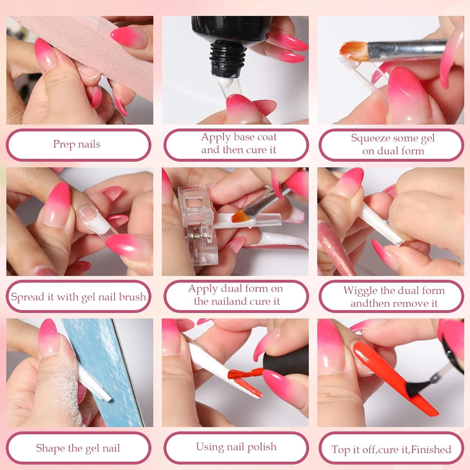 Juego de 288 formas de uñas duales, juego de decoración de uñas de doble forma, 12 formas de extensión de uñas, formas de uñas de gel, adecuado para principiantes y manicuristas