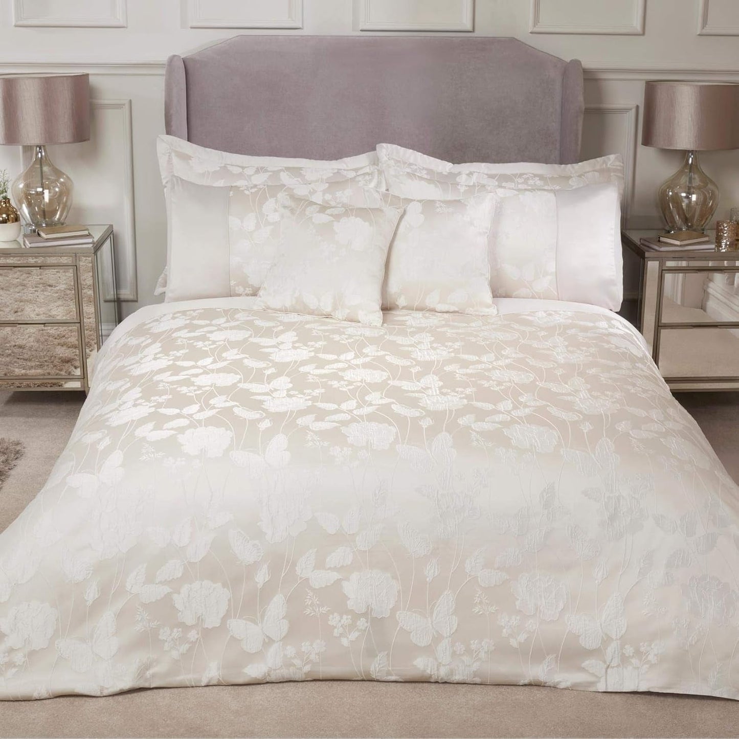 Edredón Butterfly Meadow Super King 100% Poliéster Azul Marino Edredones y Edredones Naty Shop Color Crema Super King
