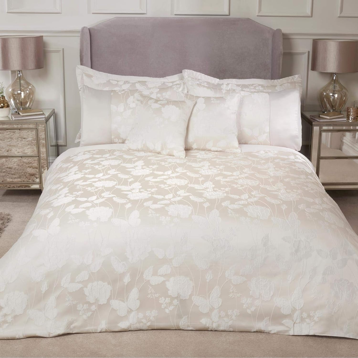 Edredón Butterfly Meadow Super King 100% Poliéster Azul Marino Edredones y Edredones Naty Shop Color Crema Super King