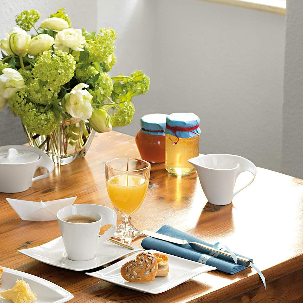 Villeroy & Boch NewWave Jarra de leche, cartón de leche con asa curvada, porcelana de primera calidad, apta para lavavajillas y microondas, blanco, 200 ml