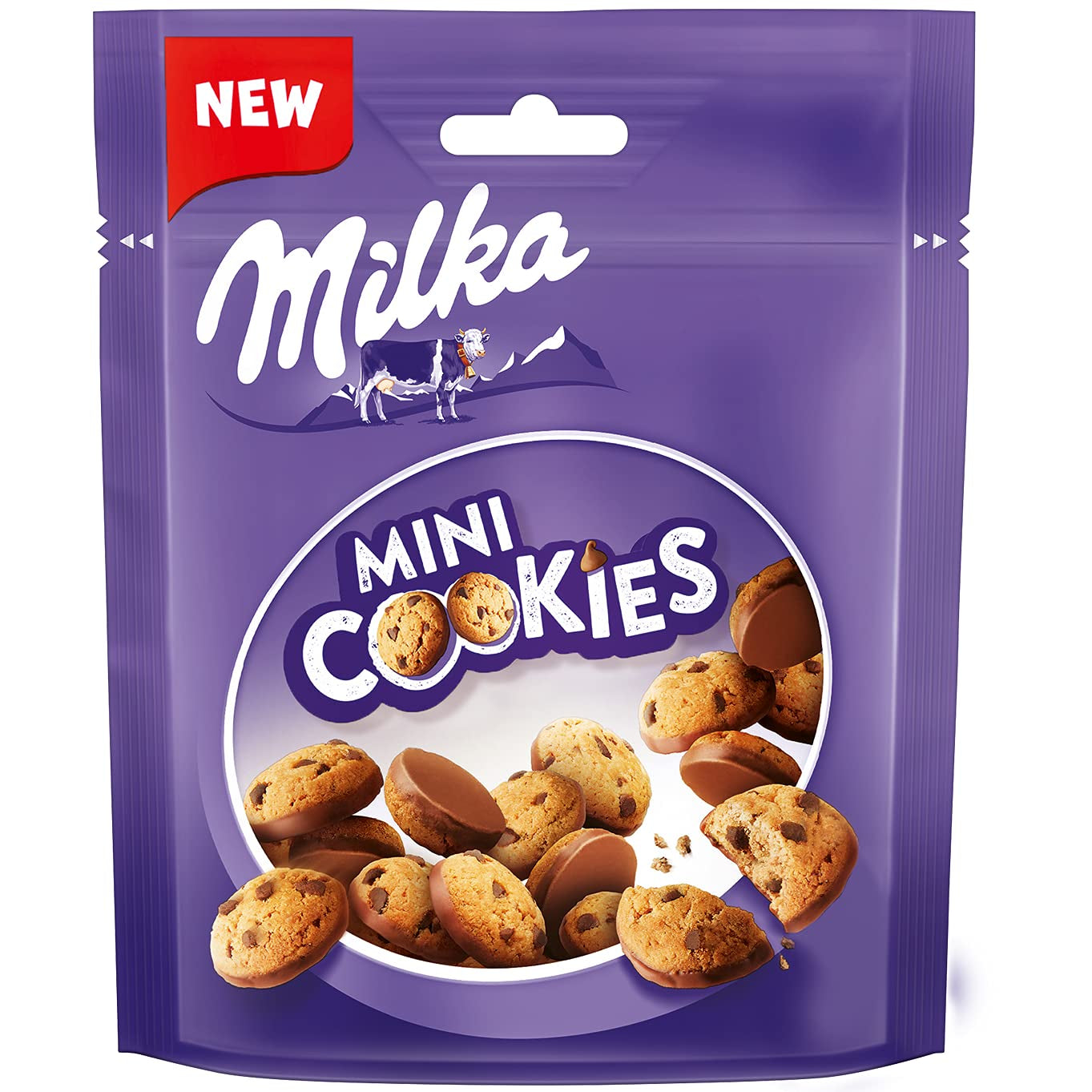 Mini galletas Milka, 8 x 110 g, mini galletas con chispas de chocolate con leche alpina Milka (paquete de 3)