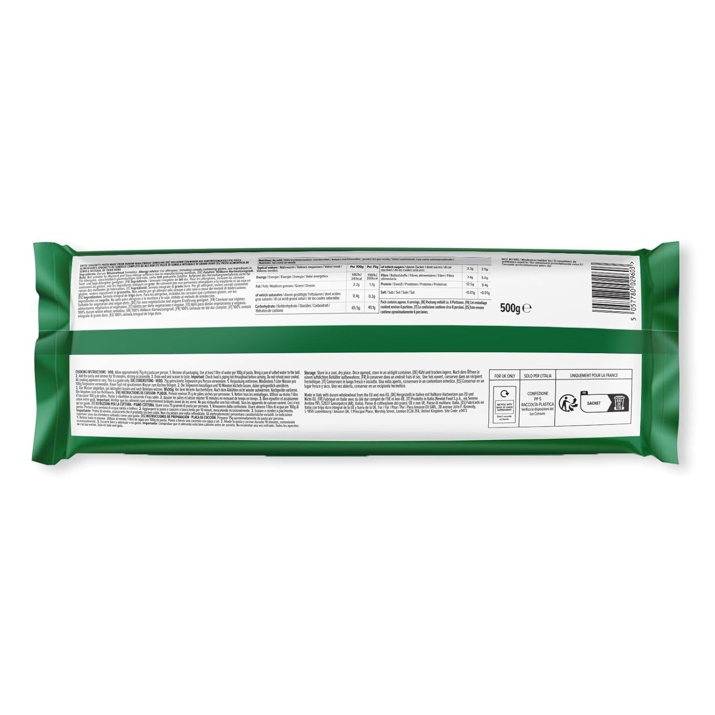 Spaghete din grâu integral de la Amazon, 500g
