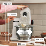 Bosch Küchenmaschine Serie 2 MUMS2EW00, Edelstahl-Schüssel 3.8 L, Planetenrührwerk, Knethaken, Schlag-, Rührbesen Edelstahl, 4 Arbeitsstufen, Durch Options Zubehör Erweiterbar, 700W, Weiß Kitchen Naty Shop