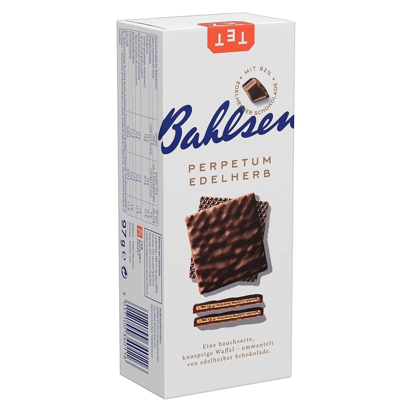 Bahlsen Perpetuum Edelherb - Waffle de chocolate Edelherb (1 x 97 g) (paquete de 4)