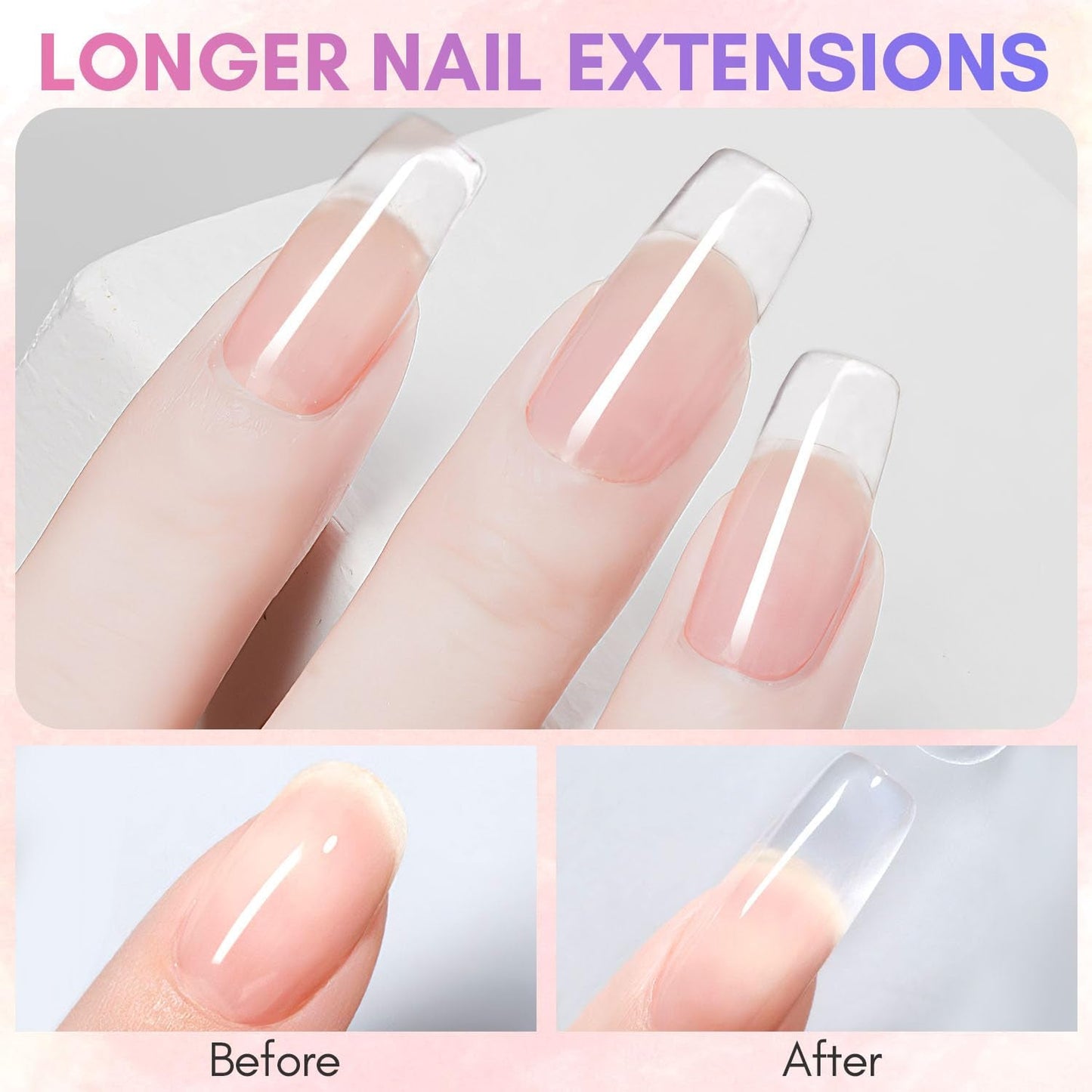Makartt Poly Nail Extension Gel - 50 ML Extension Builder Acrylic Poly Nägel Aufbaugel Extender Gel Für Gelnägel Für Nagelverlängerung, Nagelstärkung, Nail Art Dekoration(Transparente)