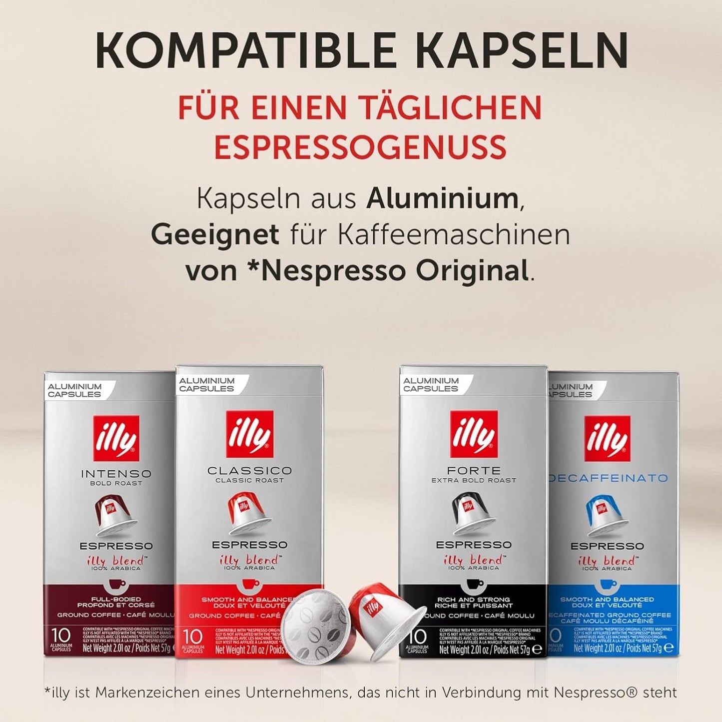 illy, Compatible Aluminium-Kaffeekapseln CLASSICO, 100% Arábica con notas de flores de naranja y jazmín, sabor dulce y retrogusto dulce, 10 paquetes de 10 cápsulas (100 en total)