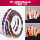 FANDAMEI Juego de Pinceles para decoración de uñas, Pinceles para uñas de Gel de 15 Piezas, bolígrafos de Puntos de 5 Piezas, Cintas de Cinta de 10 Rollos, Puntas de Strasssteine ​​​​Nägel, Paillettes Ultra Dünn para Manicura de Arte de uñas