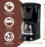 Máquina de café expreso Clatronic® | Cafetera espresso automática para 12-14 tazas (aprox. 1,5 litros) | Cafetera espresso con filtro y sistema antigoteo | 900W | Cafetera espresso KA 3473 Negra