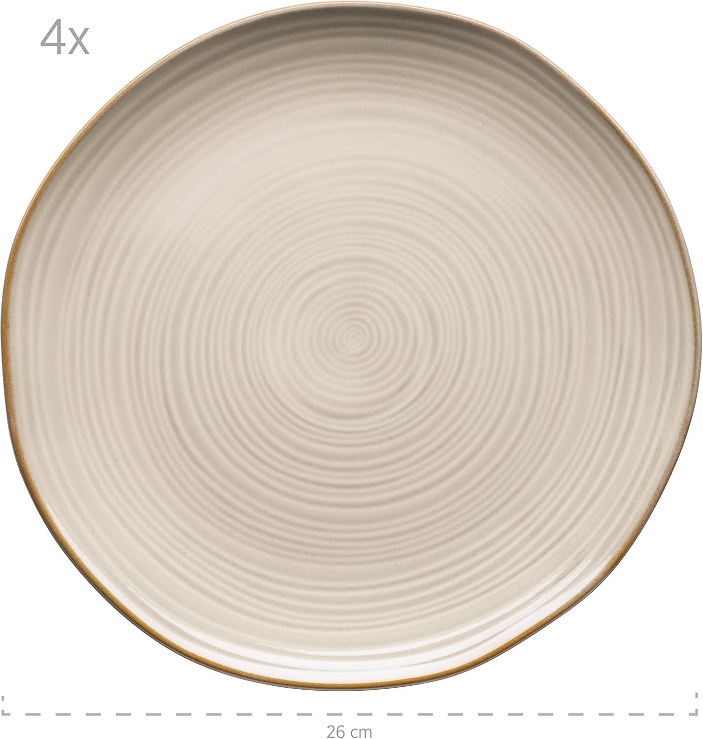 MÄSER 931371 Nottingham Vintage Series Vajilla para 4 personas, vajilla de 8 piezas, platos llanos y platos llanos, aspecto retro, redondo irregular, gres, beige