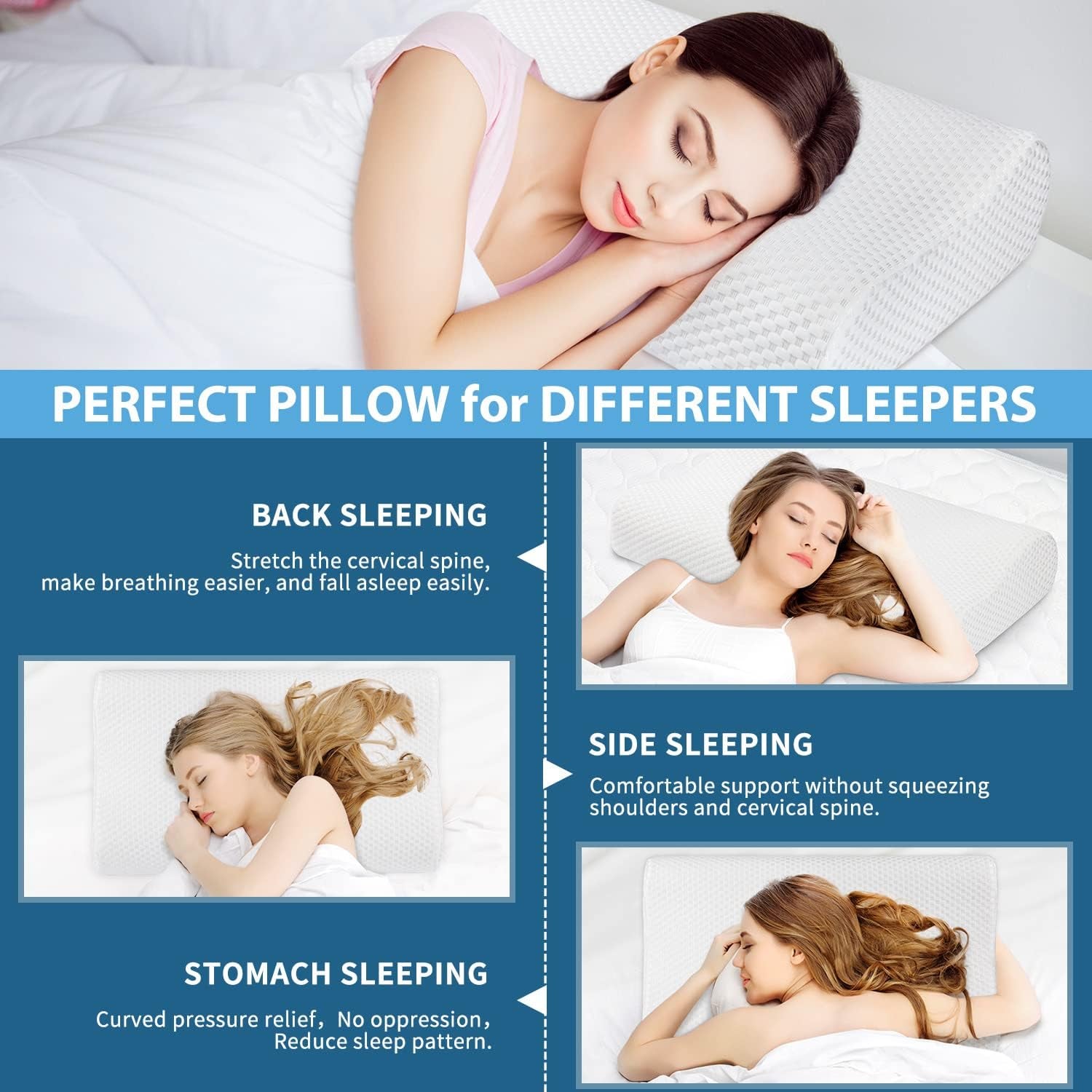 Findigit Health Almohada, Almohada Viscoelástica, Almohada Ortopédica para Dormir de Lado y Boca Arriba, Almohada Ergonómica para la Columna Cervical (60 X 35 X 11/9 cm) Almohadas Ortopédicas Cervicales Naty Shop