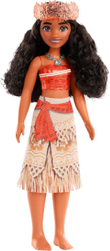 Mattel DISNEY Moana - Muñeca de moda articulada con traje de purpurina, diadema y collar desmontables, para niños a partir de 3 años, HPG68