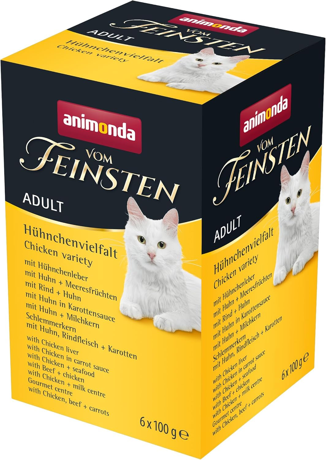 animonda Vom Feinsten Comida húmeda para gatos adultos, variedad de pollo, 6 x 100 g