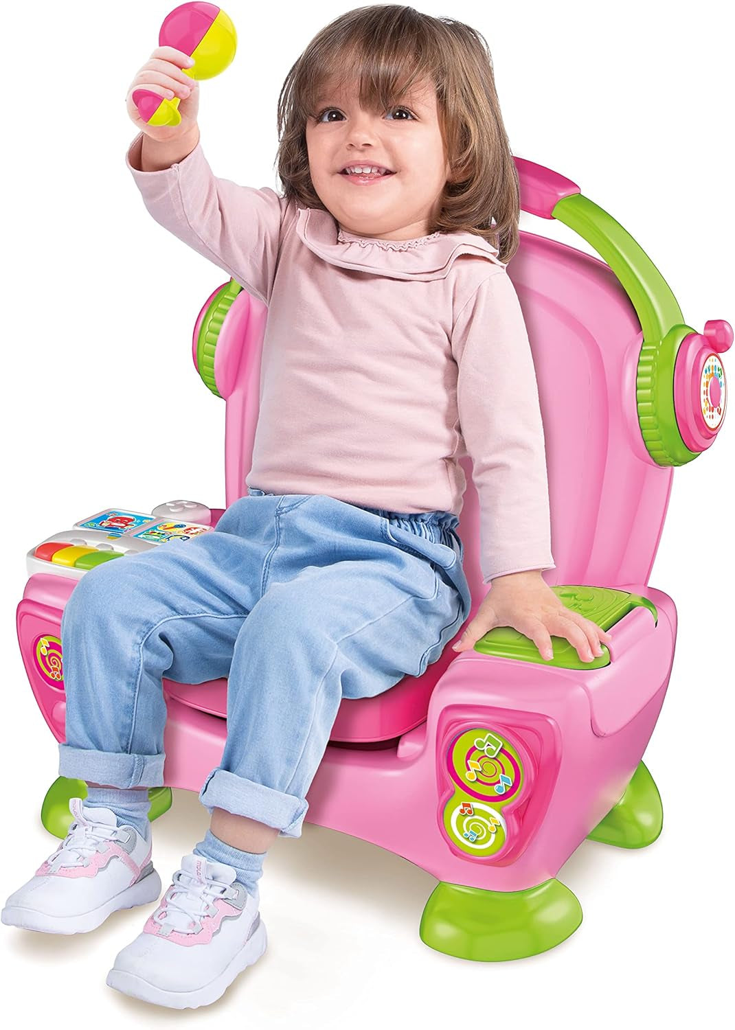 Clementoni 17755 Sillón de canto con sonido y baile rosa - Sillón interactivo y multifuncional para niños en italiano, juguete 1 año - Made in Italy, multicolor Juguetes Bebe Naty Shop