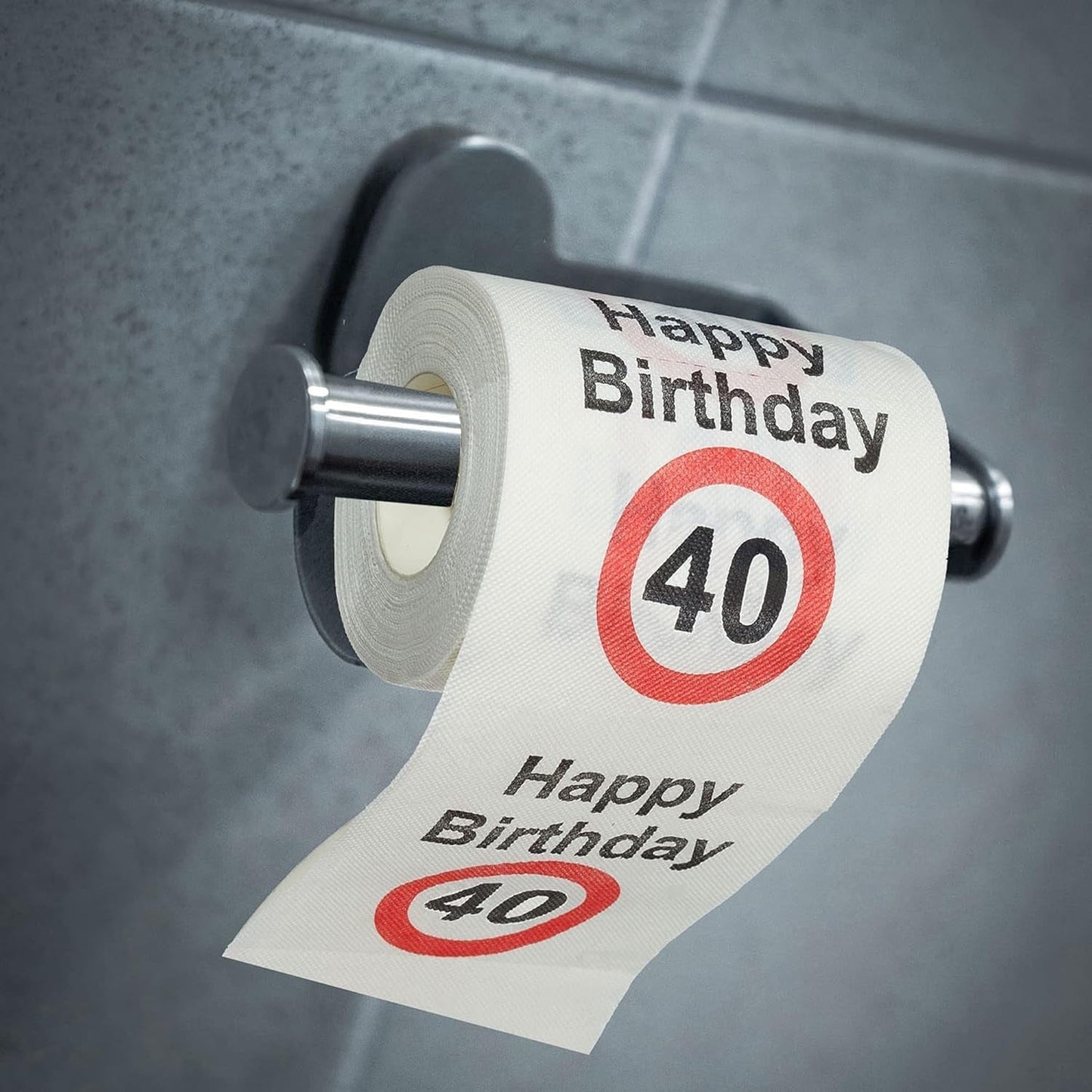 Juego de 4 papeles higiénicos "Feliz 40 cumpleaños" │40 cumpleaños 24 metros 2-telas 180Gr/Qm │ Papel higiénico con motivo de papel higiénico (4 X papel higiénico 40)