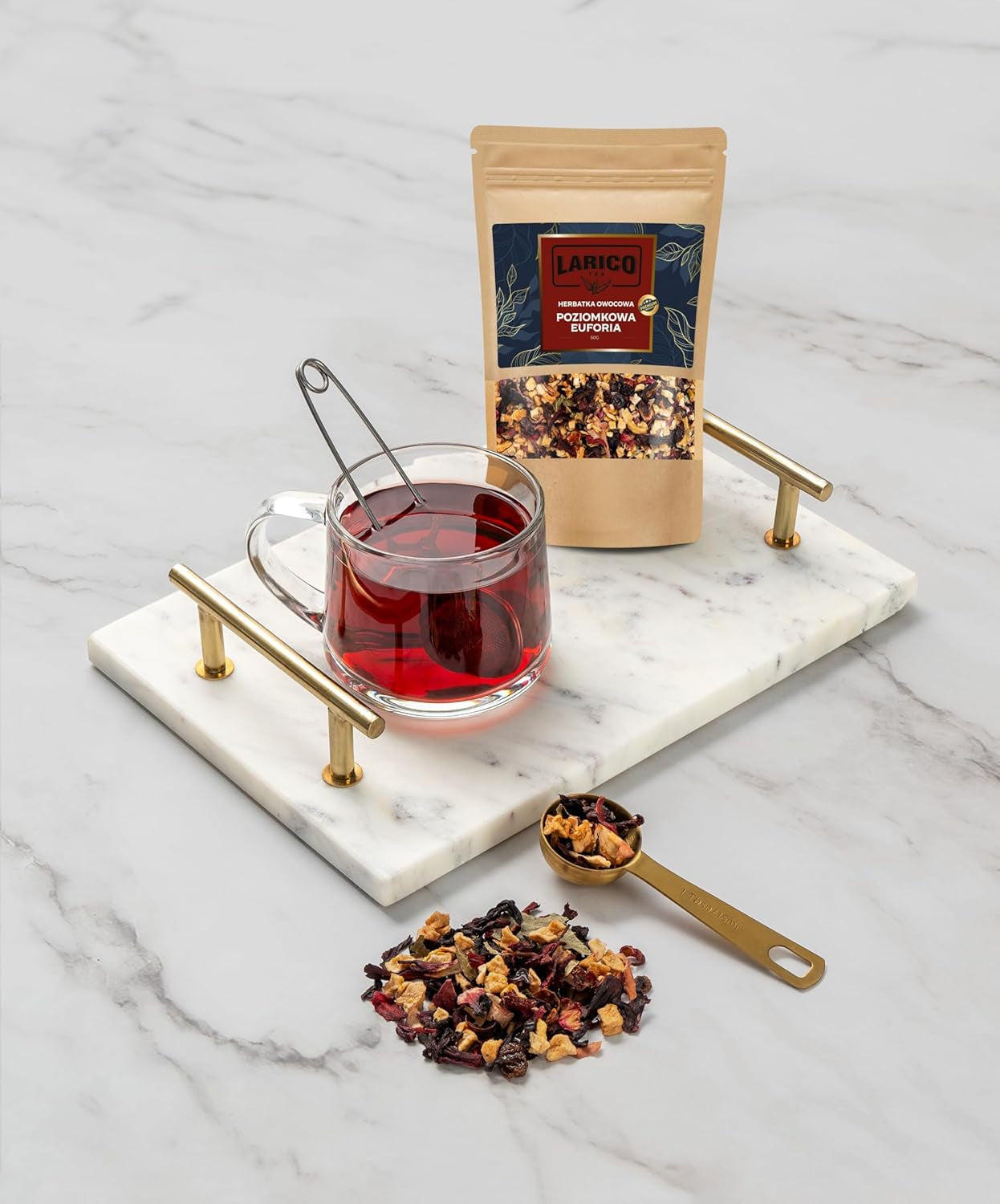 Larico Tea Té de frutas naturales Früchtchen Mix Fresas silvestres Euphorie 50 g/Té a granel de primera calidad/Té a granel natural
