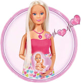 Simba 105733480 - Steffi Love Baby Bliss, Muñeca Embarazada y Grandes Sonidos, Accesorios y Portabebés