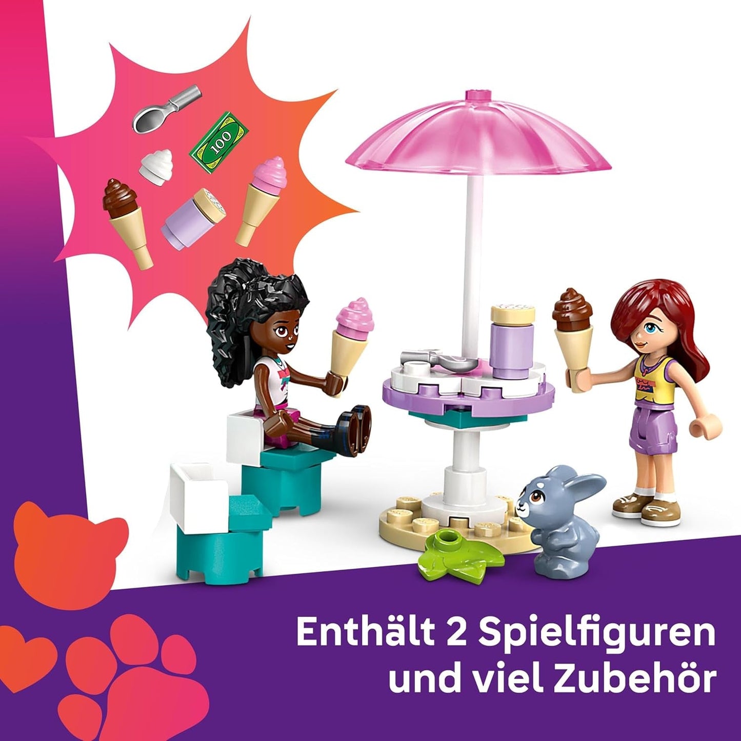 LEGO Friends Heartlake City Camión de helados Juego de simulación 2 figuras y un conejito Juego de construcción Niñas de 4 años Personaje de juguete Minifigura Juguete de construcción 42644 Juegos de construcción Besuche den LEGO-Store
