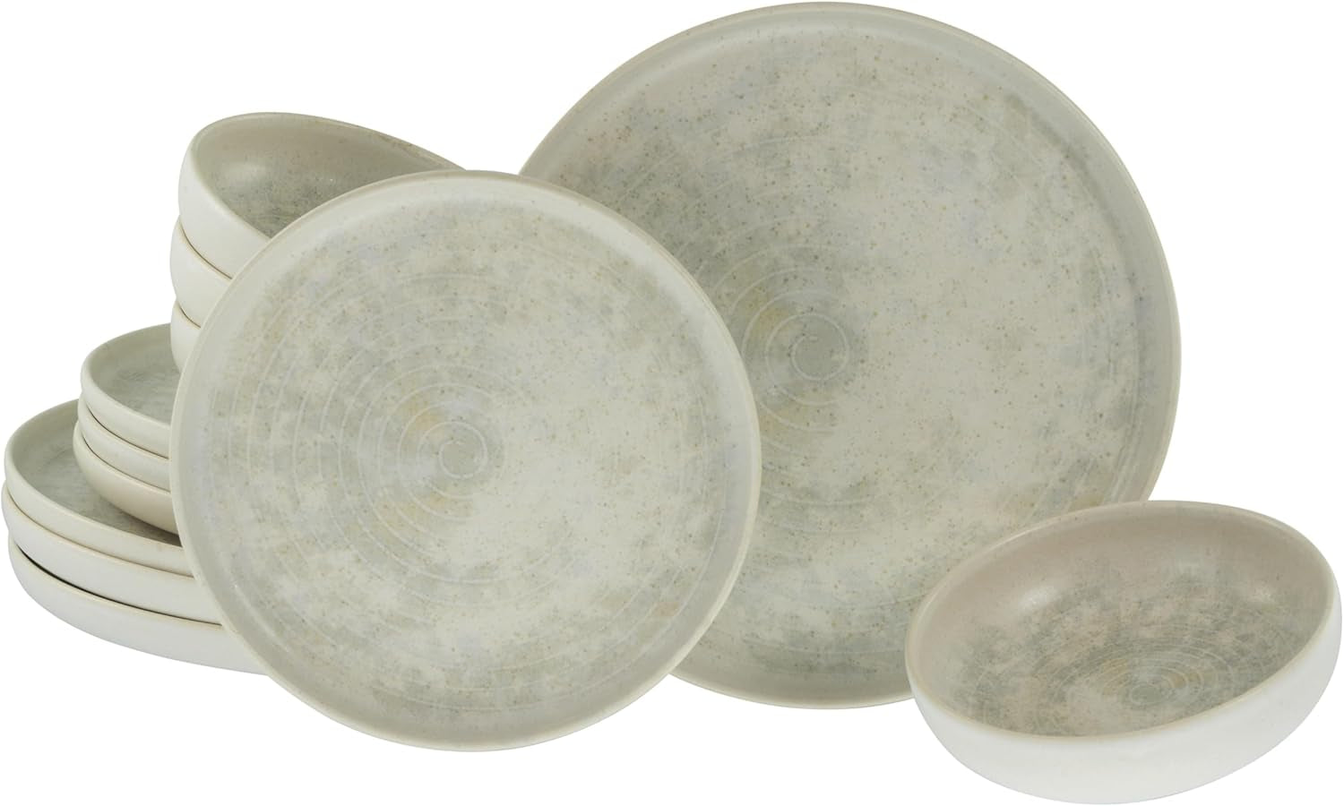CreaTable, 23714, Serie Uno Athena, Vajilla de 12 Piezas para 4, Juego de Platos de Porcelana, Apto para Lavavajillas y Microondas, Hecho en Portugal