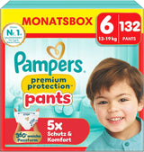 Pampers Premium Protection Pants Talla 7, 123 pañales, 15 kg+, con ajuste de 360° y puños suaves antifugas para una comodidad y protección óptimas
