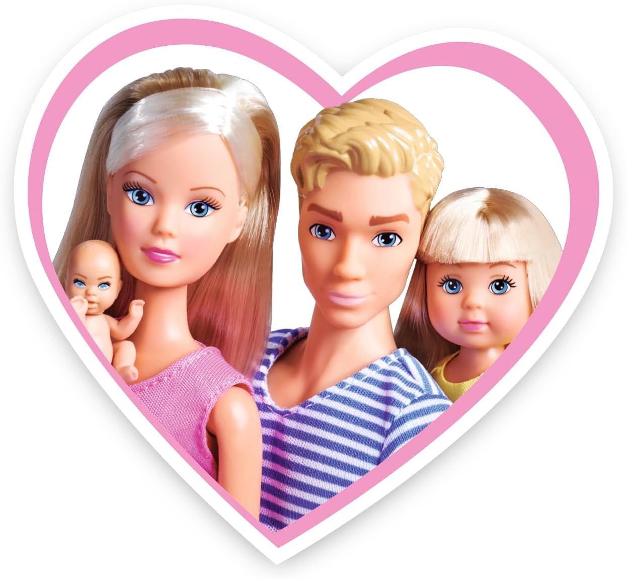 Simba 105733673 - Steffi Love Happy Family, Muñeca Embarazada, Kevin, Evi y Bebé con Cochecito, 11 Piezas, Accesorios, 30 cm, Edad 3+