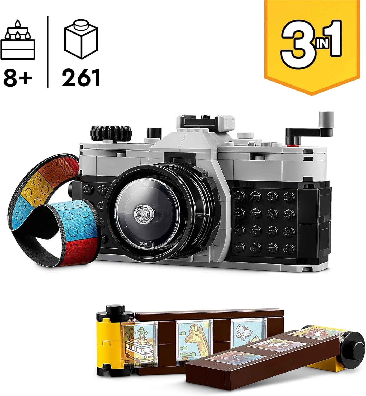 LEGO Creator Cámara de juguete retro 3 en 1, videocámara, televisor, decoración de escritorio para niños o accesorios de dormitorio, regalos de fotografía para niñas y niños de 8 años 31147 Juegos de construcción Besuche den LEGO-Store