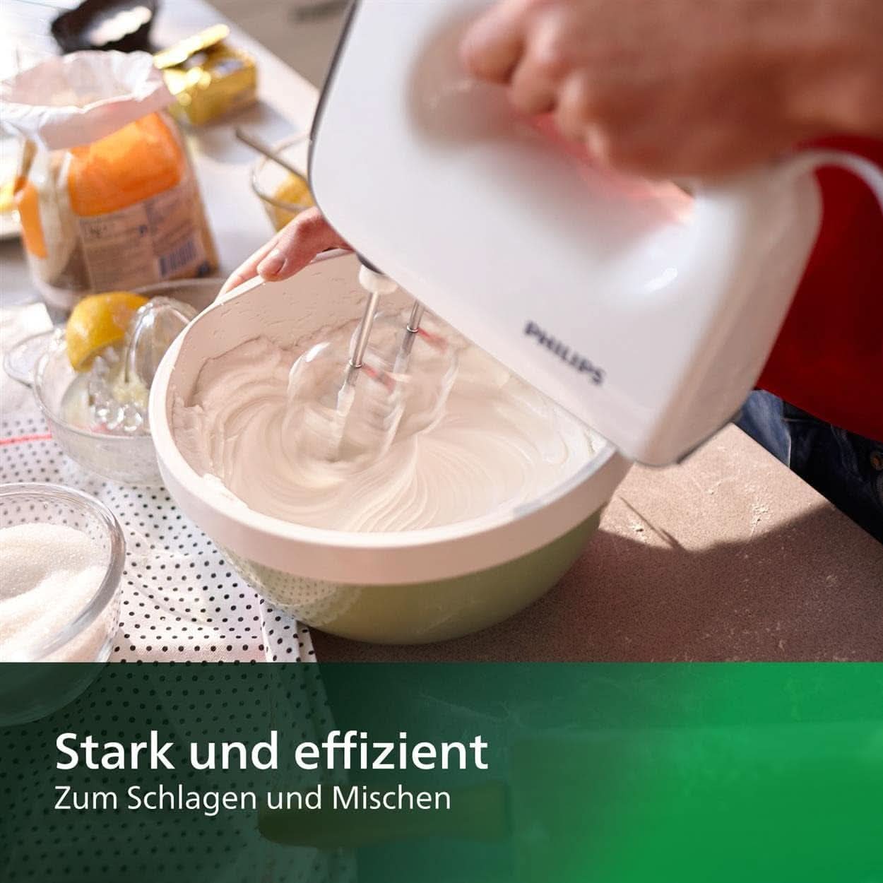 Philips Batidora de mano, 450 W, 5 Geschwindigkeiten plus Turbo, Weiß/Grau (HR3741/00) Cocina Naty Shop
