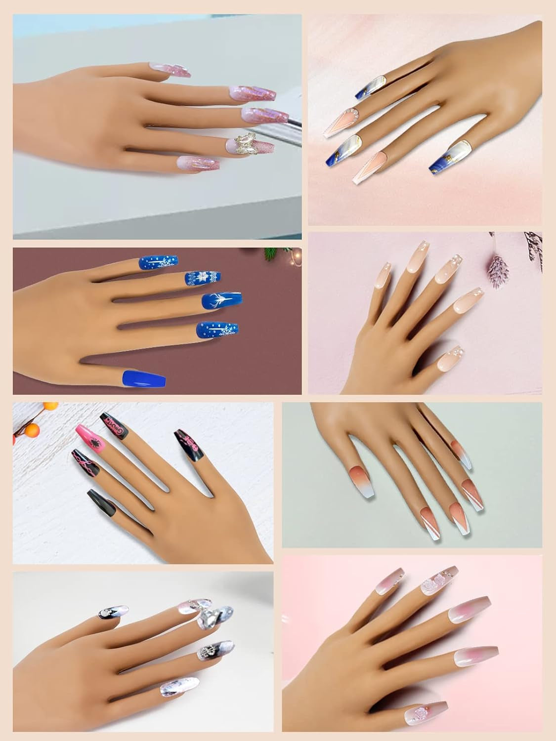 200 puntas de uñas de repuesto transparentes: puntas de uñas acrílicas para práctica manual para diseño de uñas