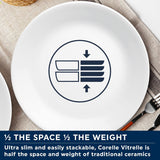 Juego de vajilla Winter Frost para 4, 12 piezas, vajilla de vidrio Vitrelle™ ultraduradera de primera calidad, apta para lavavajillas, microondas y microondas, diseño festivo de invierno