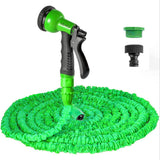Manguera de jardín extensible de 30 m, manguera de agua flexible de 100 pies con boquilla pulverizadora de 8 chorros, manguera resistente al agua retráctil con conectores de 3/4" y 1/2" (30 m, verde)