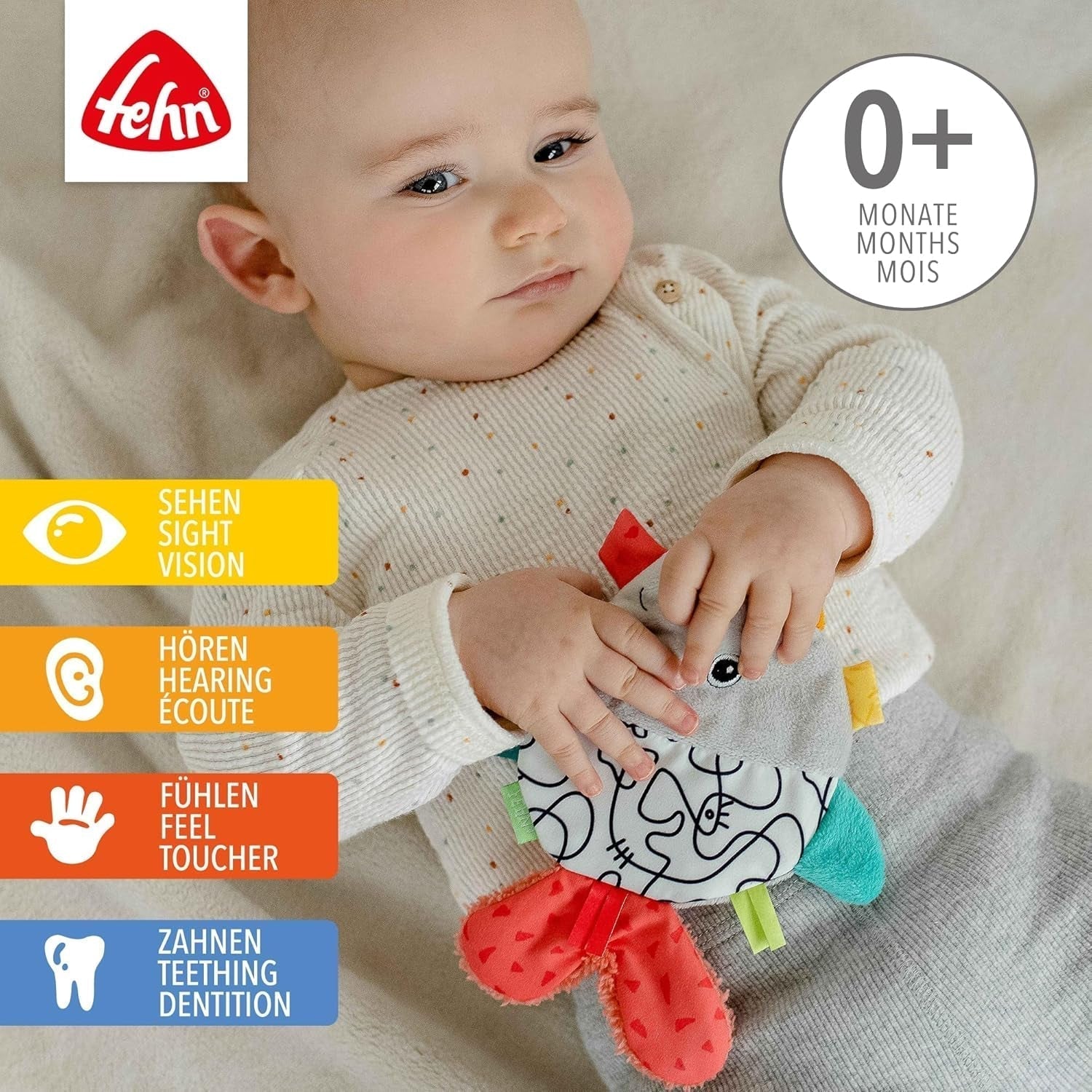 Fehn Pez Crujiente - Juguete para atrapar y jugar para bebés - Juguete para atrapar animales para bebés - Juguete de actividad motora y juguete crepitante para bebés y niños pequeños a partir de 0 meses Baby Toys Naty Shop