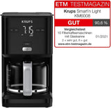 Cafetera Krups Smart'n Light con temporizador, para 1,25 litros de café filtrado, función mantener caliente, apagado automático, negra, KM600810