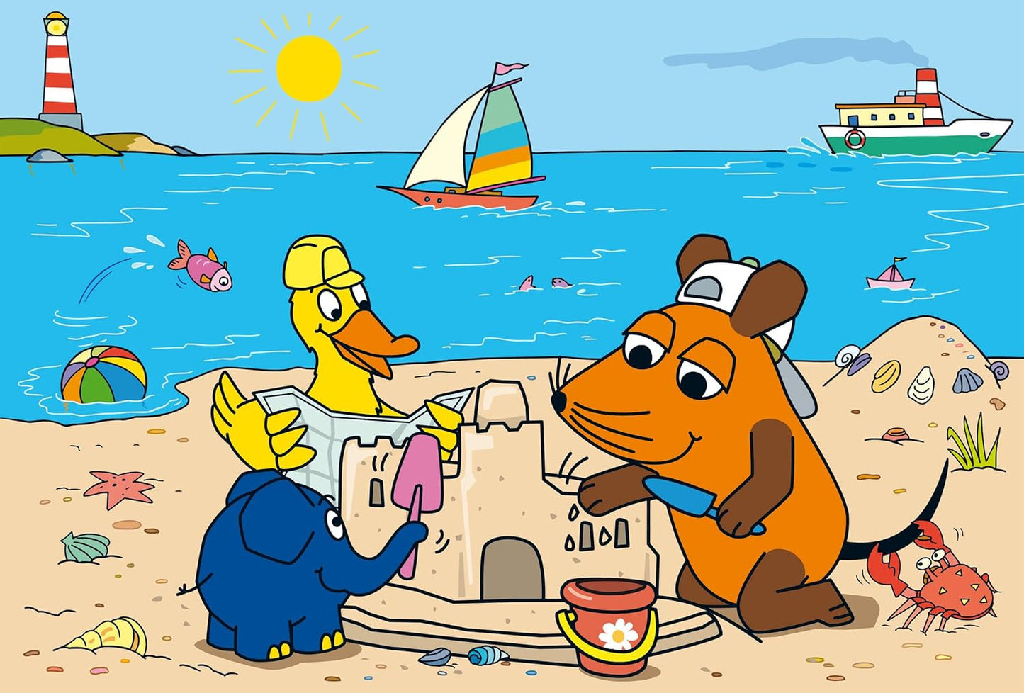 Schmidt Spiele 56212 Ratón, buenos amigos, puzzle 3X24 piezas para niños, azul Puzzle Naty Shop
