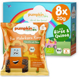 Pumpkin Organics Baby Aros multicereales de zanahoria y mango (paquete de 8) Snacks para bebés sin aditivos a partir de 12 meses - Sin alérgenos² y sin gluten³ Snacks crujientes para bebés (8 x 20 g)