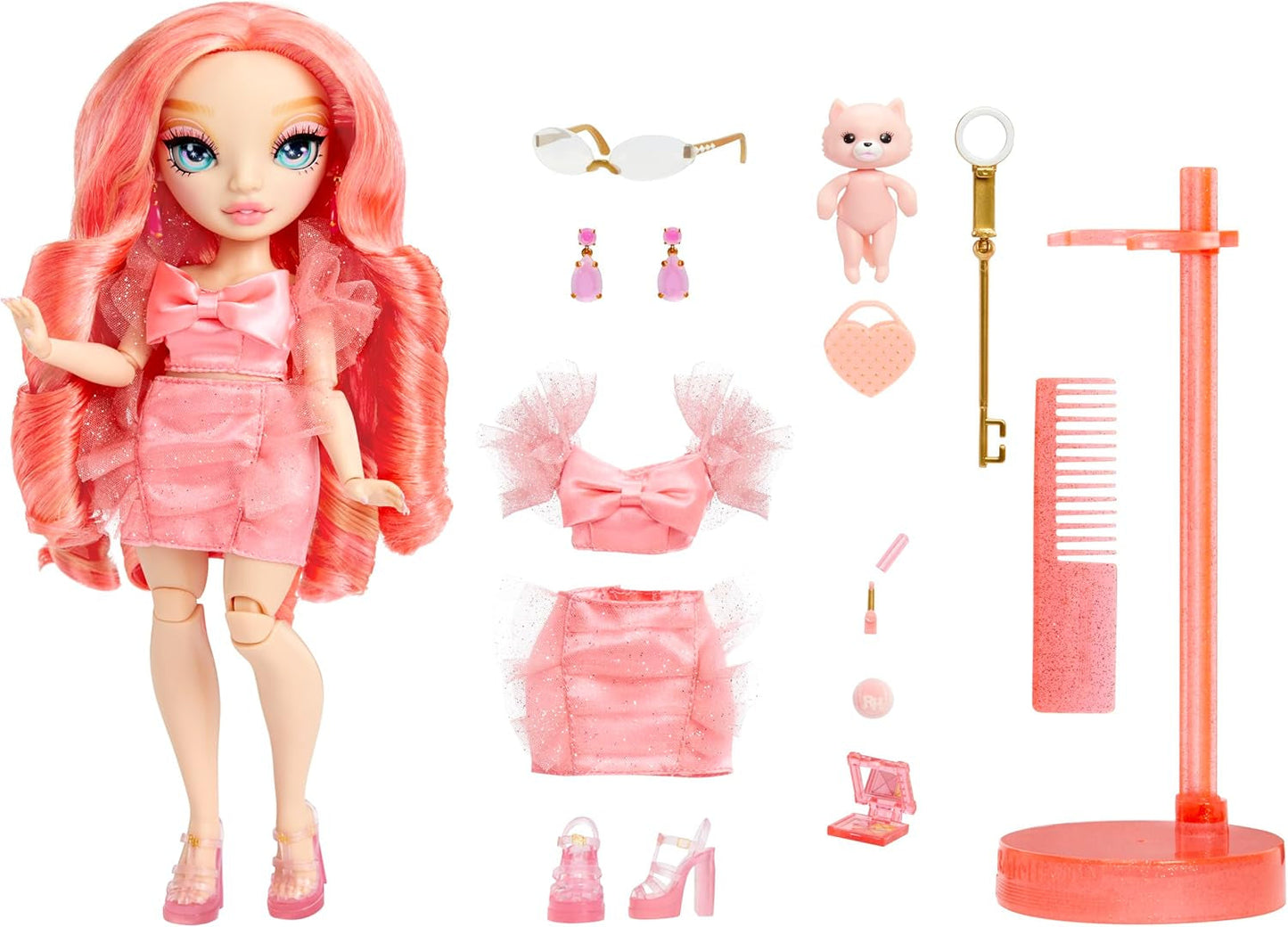 Rainbow High Fashion Doll - Pinkly Paige - Muñeca de moda rosa con un traje de moda - con gafas y más de 10 coloridos accesorios de juego - Ideal para coleccionistas y niños de 4 a 12 años