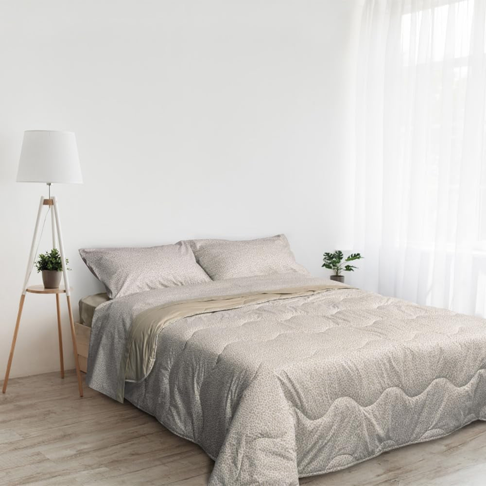 Foppapedretti Nacht&Natur funda nórdica para cama de matrimonio 2P; pétalos de arena, funda 100% algodón, Made in Italy Edredones y colchas Naty Shop