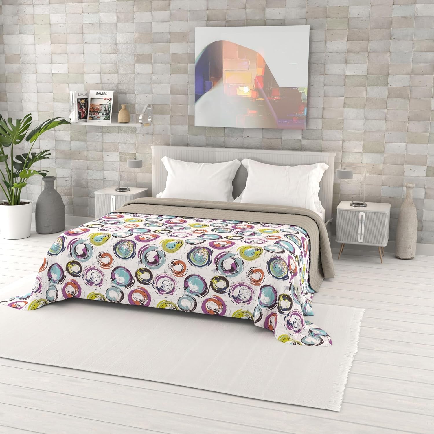 Colcha De Verano Estampada Fantasía, Relleno De Poliéster, Pétalos, 260X270Cm