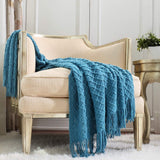 CREVENT Manta de Punto Óxido para Sofá Sofá Silla Cama Decoración del Hogar Suave Cálida Acogedora Ligera Primavera Verano Otoño (127,8 X 152,4 cm Caramelo/Marrón/Naranja Quemado) CREVENT Camas y Mantas Verde Azulado Oscuro