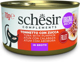 Atún con calabaza en caldo, comida húmeda complementaria para gatos, receta original, 100% natural, 12 latas de 70g cada una