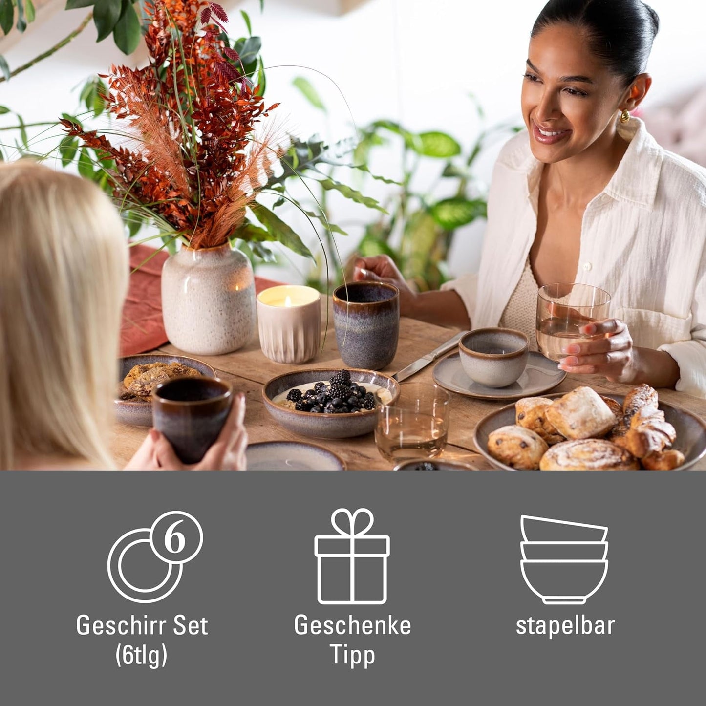 Juego de desayuno Lave beige de Villeroy & Boch, 6 piezas