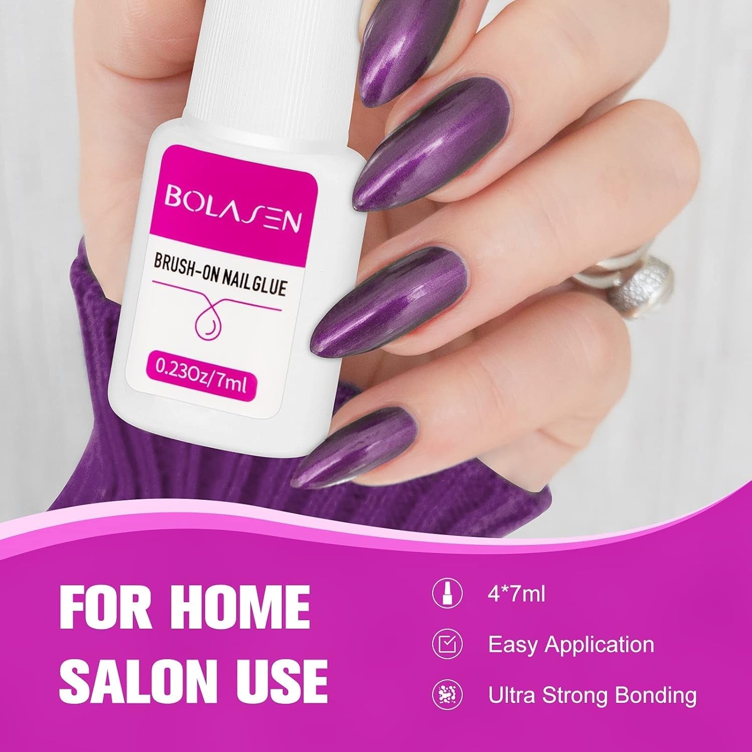 Pegamento para puntas de uñas, BOLASEN Pegamento para uñas extra fuerte, 4 piezas Pegamento para uñas agrietado, Pegamento para uñas, Pegamento para uñas artificial extra fuerte, Pegamento para uñas - 4 * 7 ml