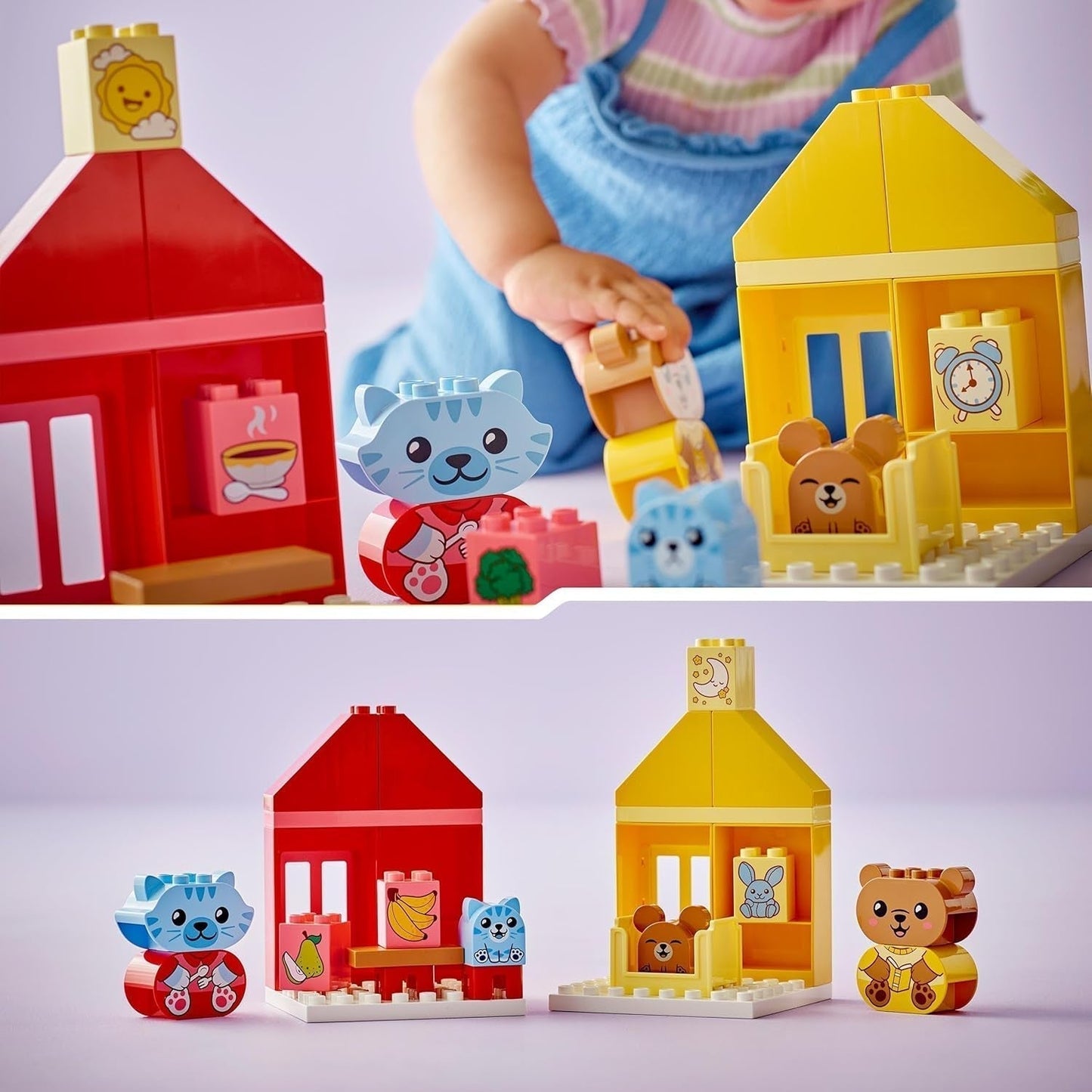 LEGO DUPLO Rutinas Diarias: Comer y Dormir, juguete educativo para niños pequeños que fomenta el desarrollo social y emocional, con 4 figuras de animales, regalo para niños a partir de 18 meses 10414 Juegos de construcción Besuche den LEGO-Store