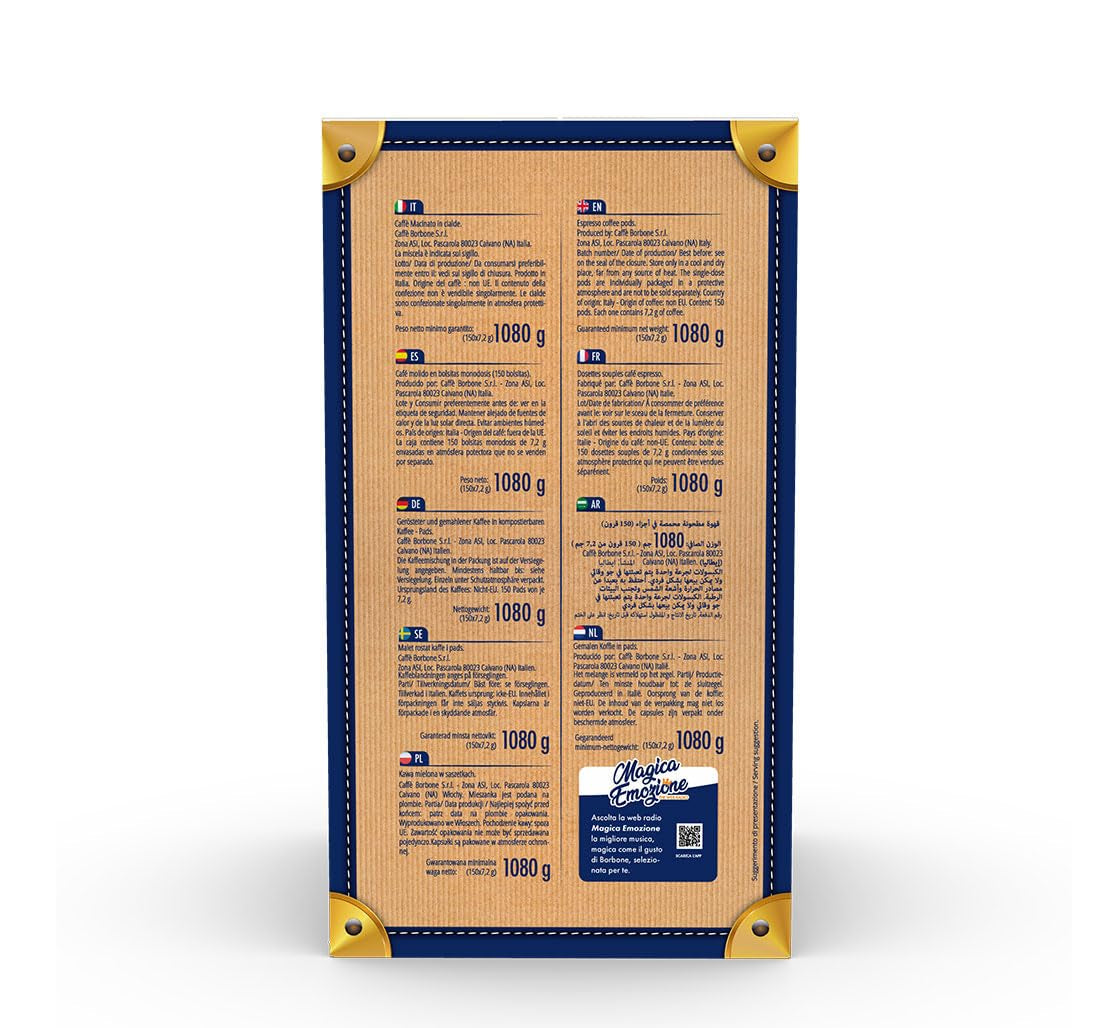 Caffè Borbone Kaffeepads compostables, Rote Kaffeemischung - 150 pads - Compatible con los pads de papel ESE System 44 mm